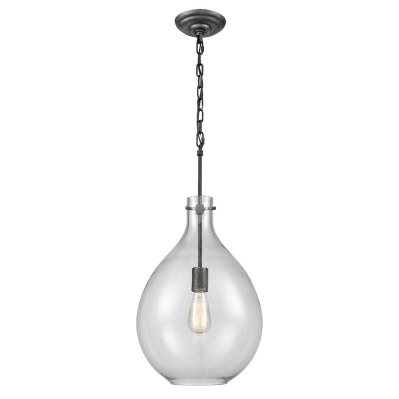 Atlas Lighting Sunderland 12in 1-Light Mini Pendant | Transitional Silvered Graphite and Clear Glass | Kitchen Island & Dining | Model CL11688-GY