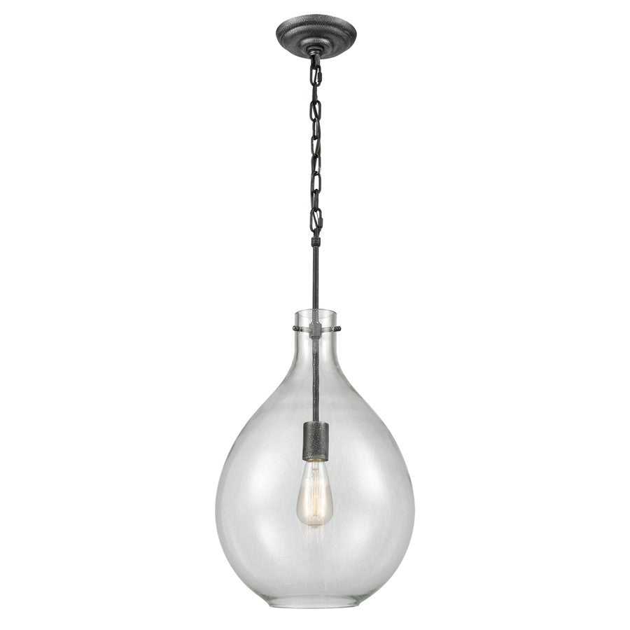 Atlas Lighting Sunderland 12''W 1Lt Mini Pendant, Silvered Graphite