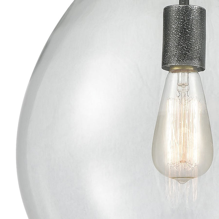 Atlas Lighting Sunderland 12''W 1Lt Mini Pendant, Silvered Graphite