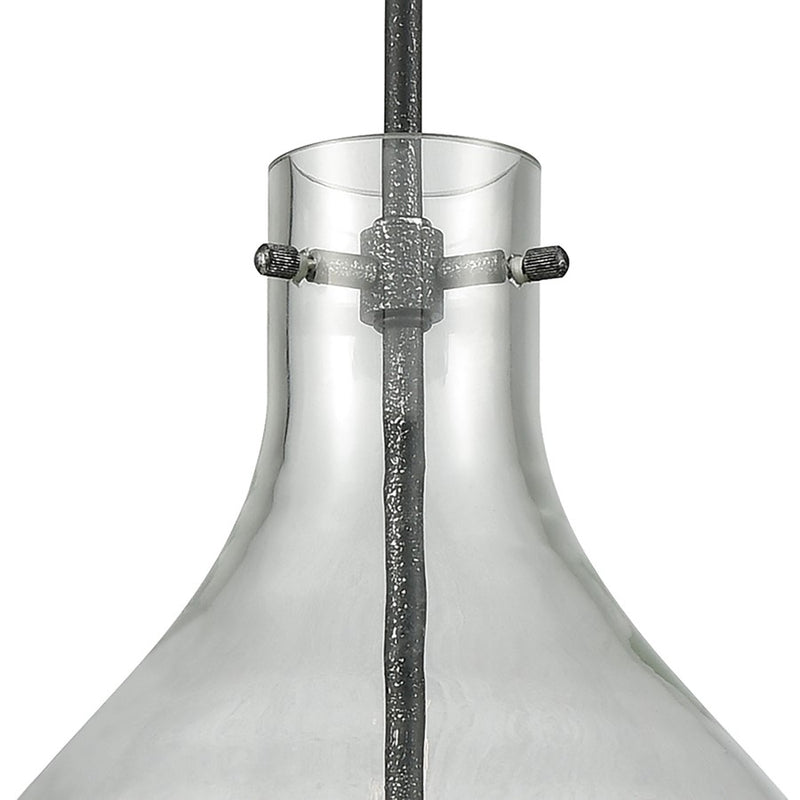 Atlas Lighting Sunderland 12in 1-Light Mini Pendant | Transitional Silvered Graphite and Clear Glass | Kitchen Island & Dining | Model CL11688-GY