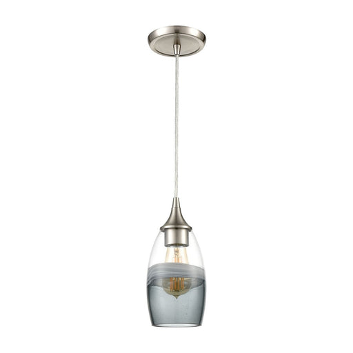 Atlas Lighting Sutter Creek 5'' Wide 1Lt Pendant, Satin Nickel/Gray