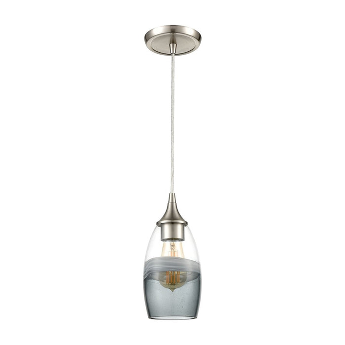 Atlas Lighting Sutter Creek 5'' Wide 1Lt Pendant, Satin Nickel/Gray