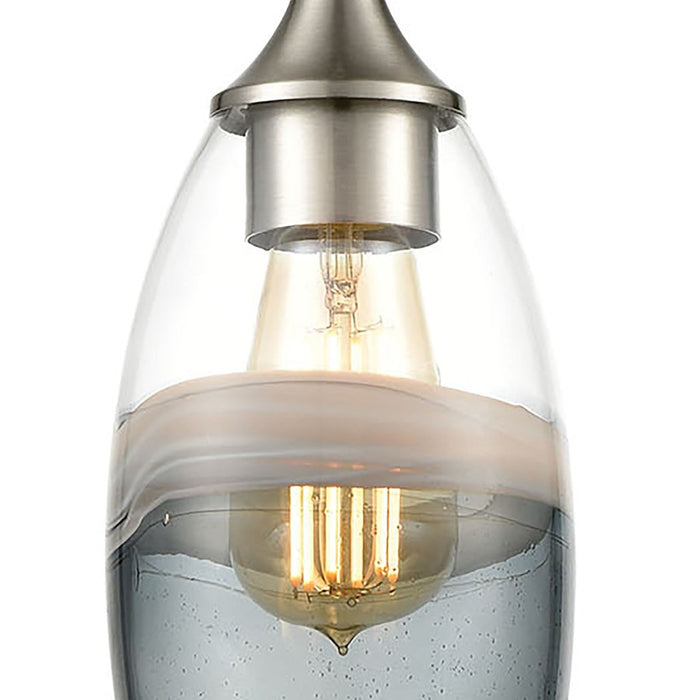 Atlas Lighting Sutter Creek 5'' Wide 1Lt Pendant, Satin Nickel/Gray
