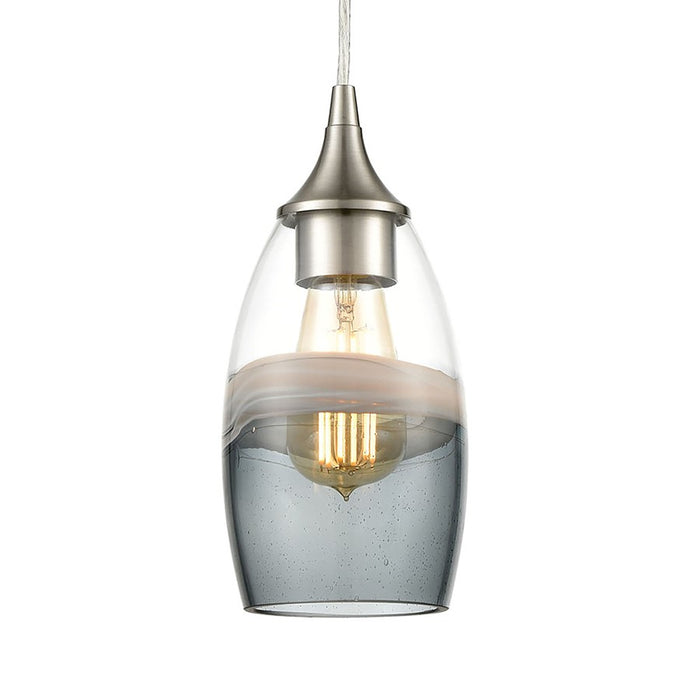 Atlas Lighting Sutter Creek 5'' Wide 1Lt Pendant, Satin Nickel/Gray