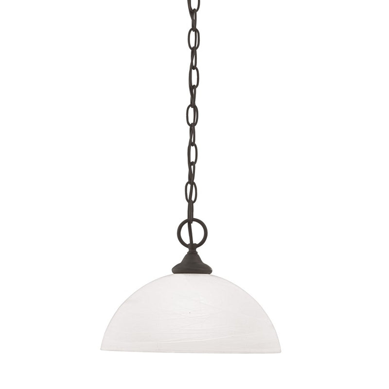 Atlas Lighting Tahoe 12in 1-Light Mini Pendant | Traditional Painted Bronze and White Frosted Glass | Kitchen Island & Dining Room | Model CL11692-BZ