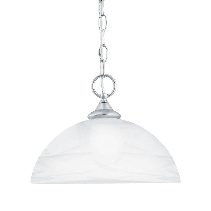 Atlas Lighting Tahoe 12''W 1Lt Mini Pendant, Brushed Nickel/White