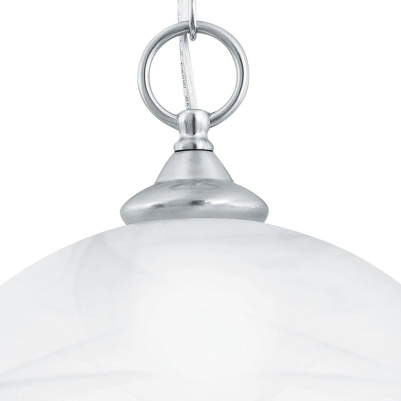 Atlas Lighting Tahoe 12in 1-Light Mini Pendant | Traditional Brushed Nickel and White Frosted Glass | Kitchen Island & Dining Room | Model CL11692-NK