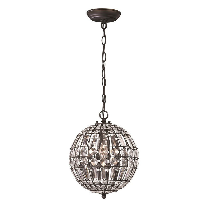 Atlas Lighting Talgarth 10in 1-Light Mini Pendant | Transitional Dark Bronze and Clear Crystal | Kitchen Island & Dining Room | Model CL11693-BZ