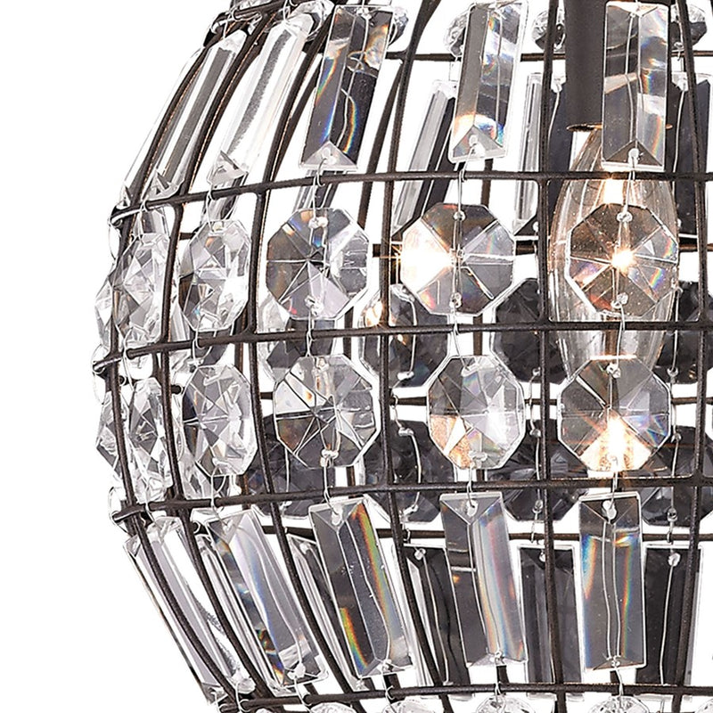Atlas Lighting Talgarth 10in 1-Light Mini Pendant | Transitional Dark Bronze and Clear Crystal | Kitchen Island & Dining Room | Model CL11693-BZ