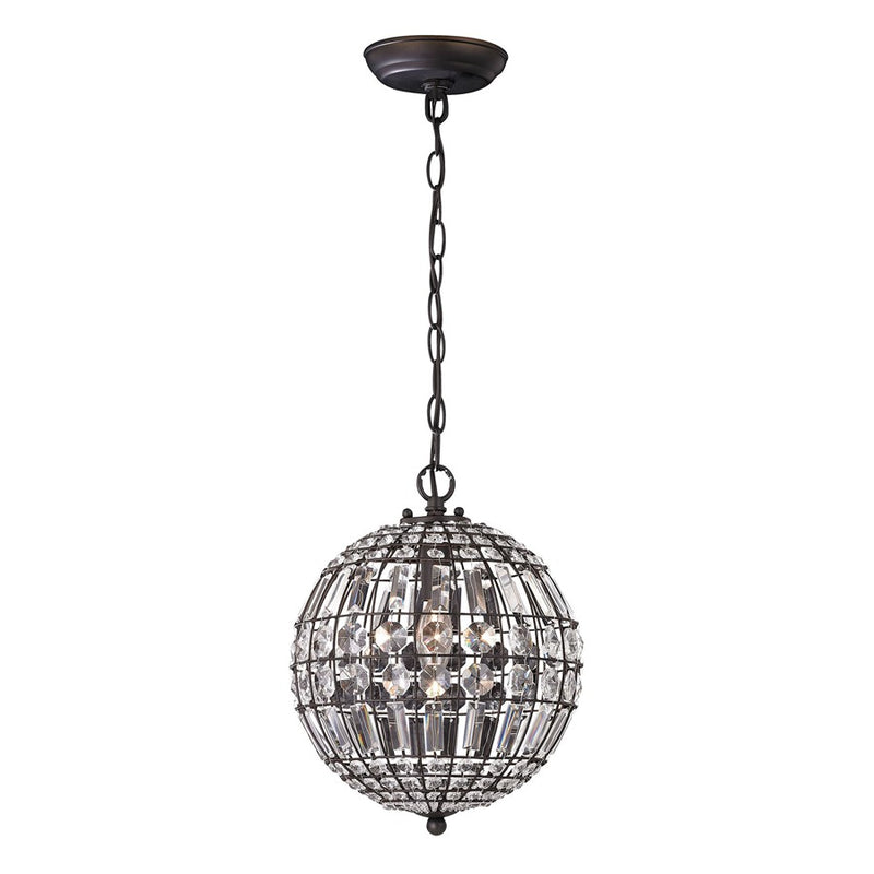 Atlas Lighting Talgarth 10in 1-Light Mini Pendant | Transitional Dark Bronze and Clear Crystal | Kitchen Island & Dining Room | Model CL11693-BZ