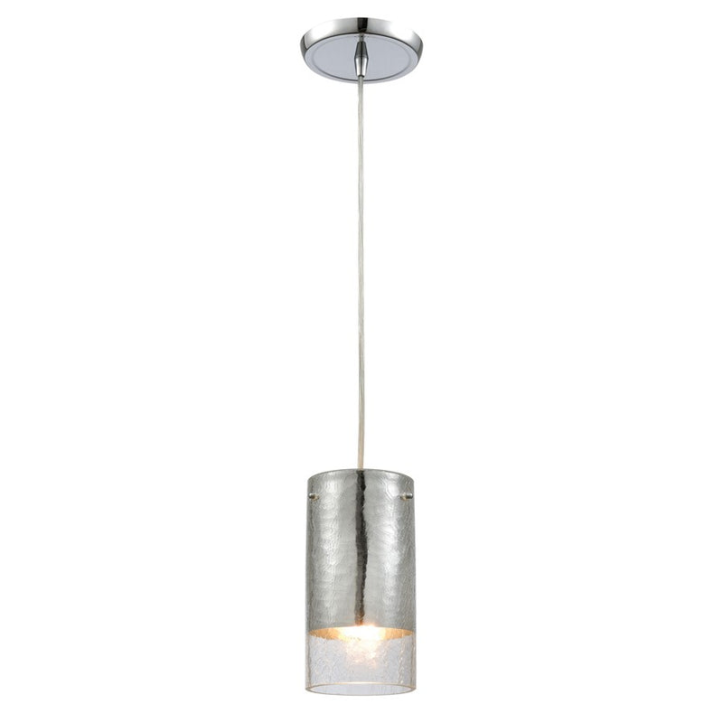 Atlas Lighting Tallula 4in 1-Light Pendant | Modern Polished Chrome and Crackle Glass | Kitchen Island & Dining Room | 4 x 4 x 8 in | Model CL11694-CH