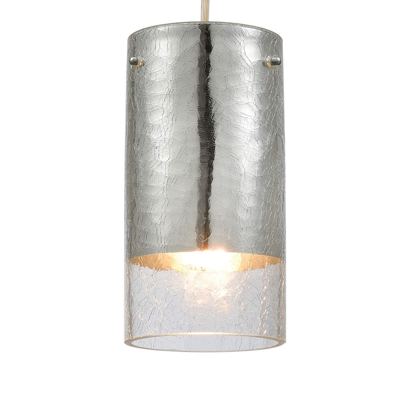 Atlas Lighting Tallula 4in 1-Light Pendant | Modern Polished Chrome and Crackle Glass | Kitchen Island & Dining Room | 4 x 4 x 8 in | Model CL11694-CH