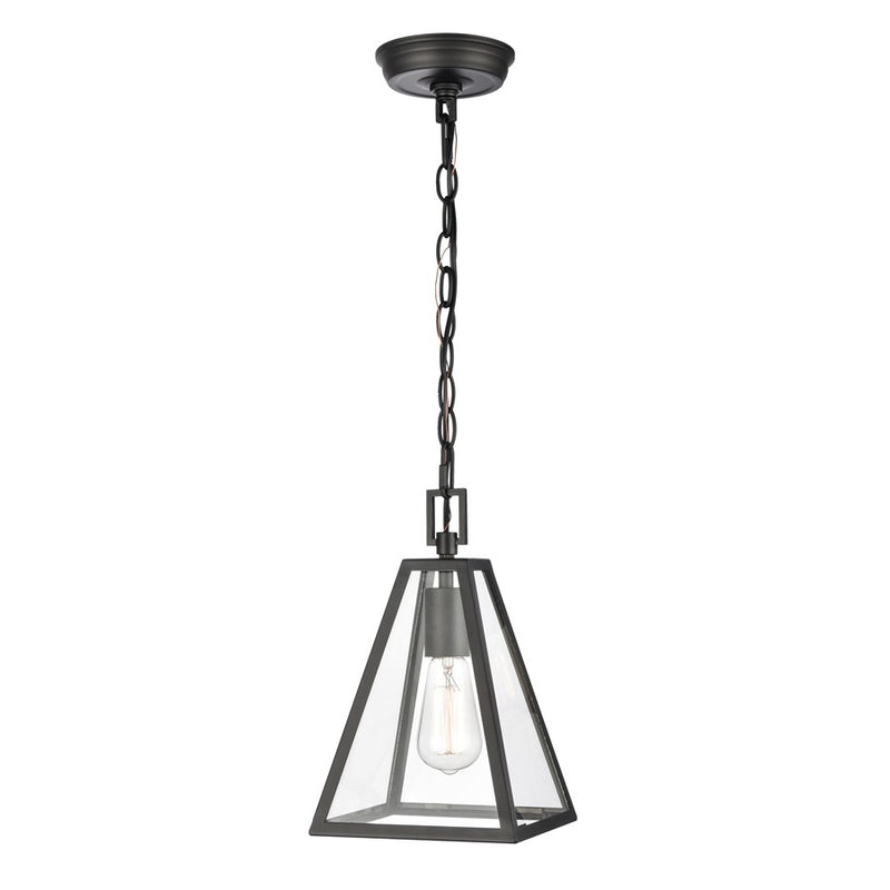 Atlas Lighting Tangent 7in 1-Light Mini Pendant | Modern Matte Black and Clear Glass | Kitchen Island & Dining Room | 7 x 7 x 12 in | Model CL11695-BK