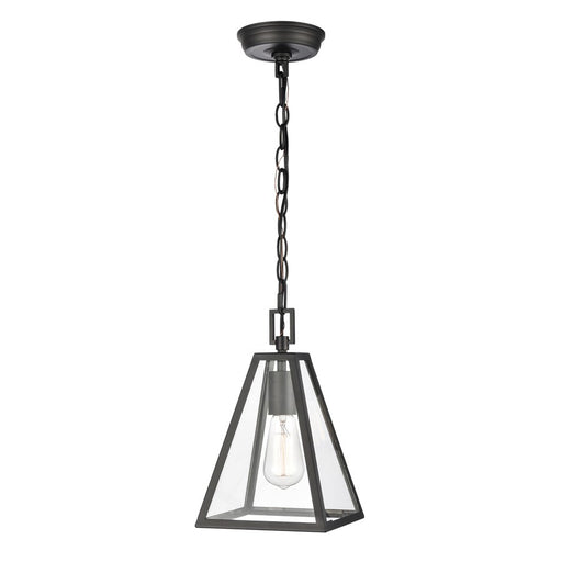 Atlas Lighting Tangent 7'' Wide 1Lt Mini Pendant, Matte black/Clear