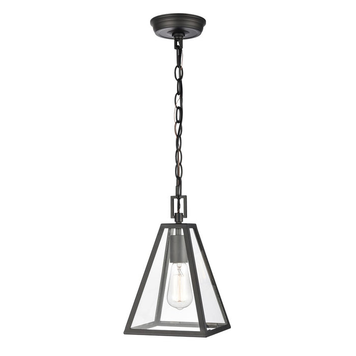 Atlas Lighting Tangent 7'' Wide 1Lt Mini Pendant, Matte black/Clear