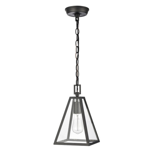 Atlas Lighting Tangent 7'' Wide 1Lt Mini Pendant, Matte black/Clear