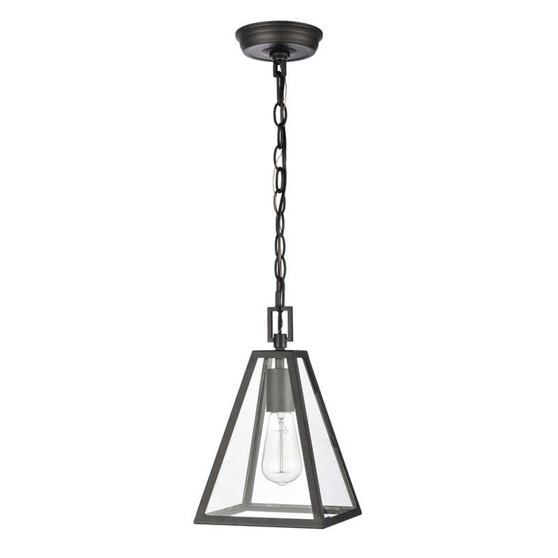 Atlas Lighting Tangent 7in 1-Light Mini Pendant | Modern Matte Black and Clear Glass | Kitchen Island & Dining Room | 7 x 7 x 12 in | Model CL11695-BK