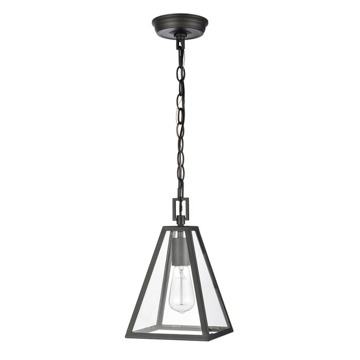 Atlas Lighting Tangent 7'' Wide 1Lt Mini Pendant, Matte black/Clear