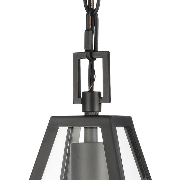 Atlas Lighting Tangent 7'' Wide 1Lt Mini Pendant, Matte black/Clear