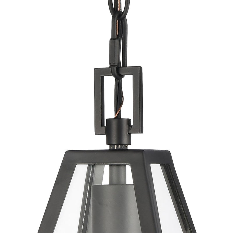 Atlas Lighting Tangent 7in 1-Light Mini Pendant | Modern Matte Black and Clear Glass | Kitchen Island & Dining Room | 7 x 7 x 12 in | Model CL11695-BK