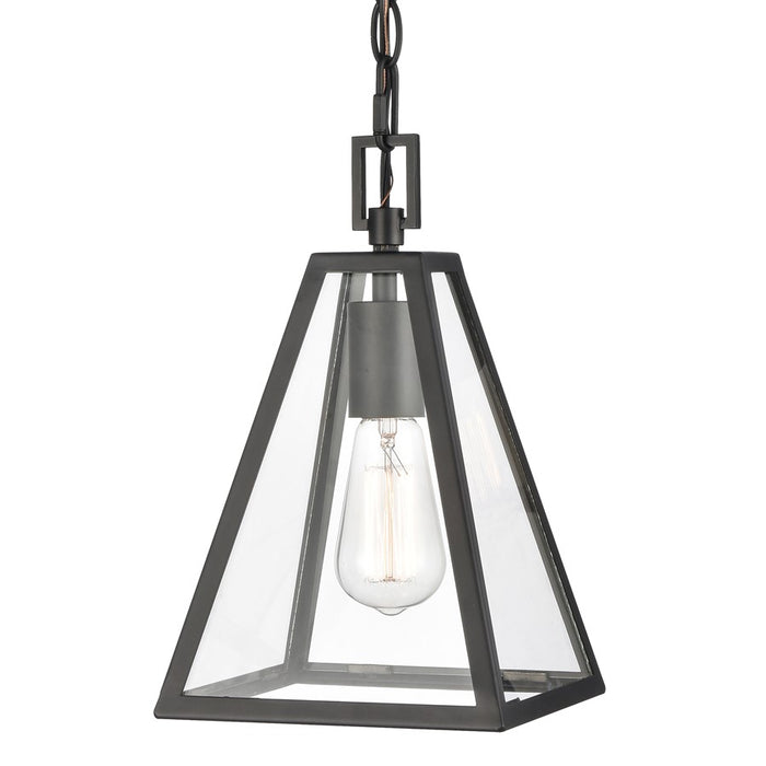 Atlas Lighting Tangent 7'' Wide 1Lt Mini Pendant, Matte black/Clear