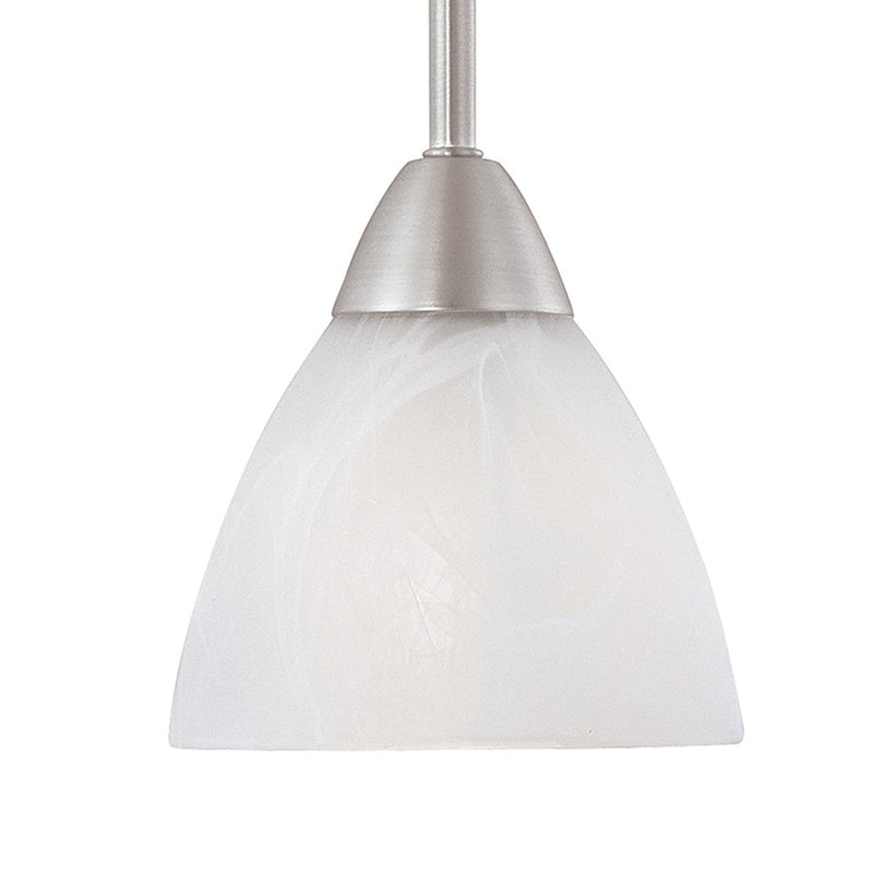 Atlas Lighting Tia 5in 1-Light Mini Pendant | Traditional Matte Nickel and White Frosted Glass | Kitchen & Dining Room | Model CL11696-NK