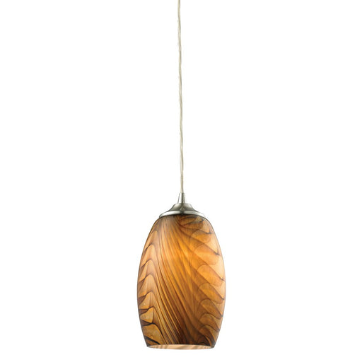 Atlas Lighting Tidewaters 5'' Wide 1Lt Pendant, Nickel/Amber Glass