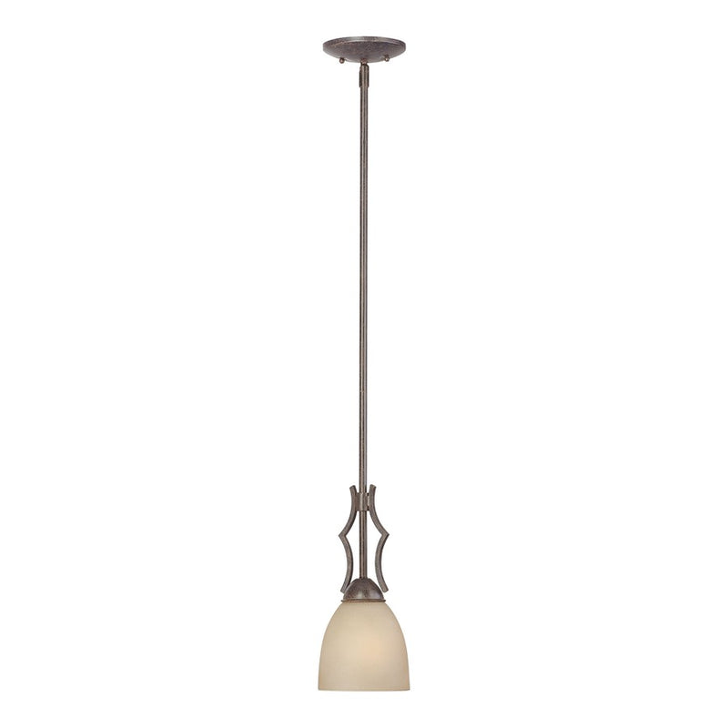 Atlas Lighting Triton 5in 1-Light Pendant | Transitional Sable Bronze and Amber Glass | Kitchen & Dining Room | 5 x 5 x 12 in | Model CL11698-BZ