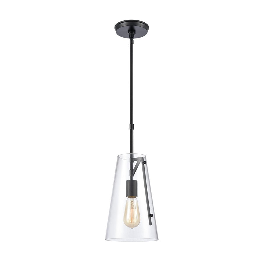 Atlas Lighting Trustle 7'' Wide 1Lt Mini Pendant, Matte Black/Clear