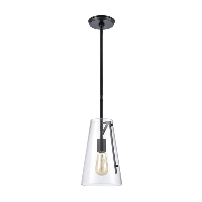 Atlas Lighting Trustle 7'' Wide 1Lt Mini Pendant, Matte Black/Clear