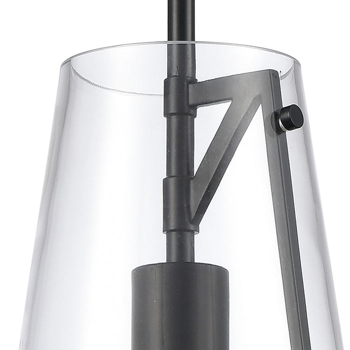 Atlas Lighting Trustle 7'' Wide 1Lt Mini Pendant, Matte Black/Clear