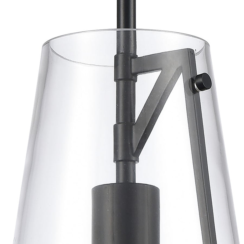 Atlas Lighting Trustle 7in 1-Light Mini Pendant | Industrial Matte Black and Clear Glass | Kitchen Island & Dining Room | Model CL11699-BK