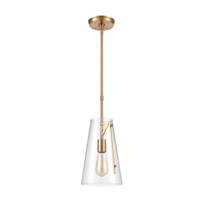 Atlas Lighting Trustle 7'' Wide 1Lt Mini Pendant, Satin Brass/Clear