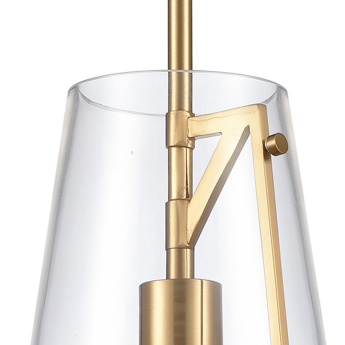 Atlas Lighting Trustle 7'' Wide 1Lt Mini Pendant, Satin Brass/Clear