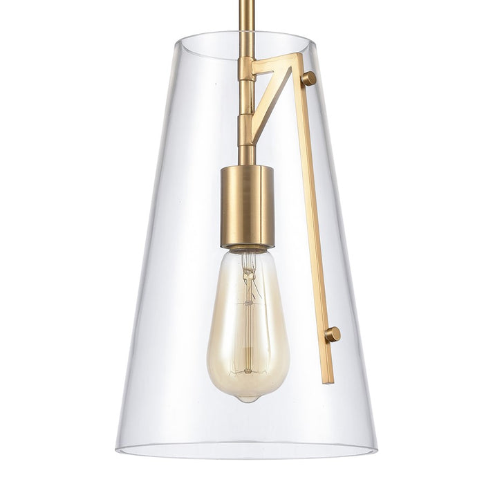 Atlas Lighting Trustle 7'' Wide 1Lt Mini Pendant, Satin Brass/Clear