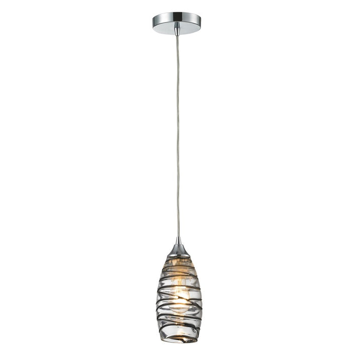 Atlas Lighting Twister 5'' Wide 1Lt Pendant, Polished Chrome/Clear