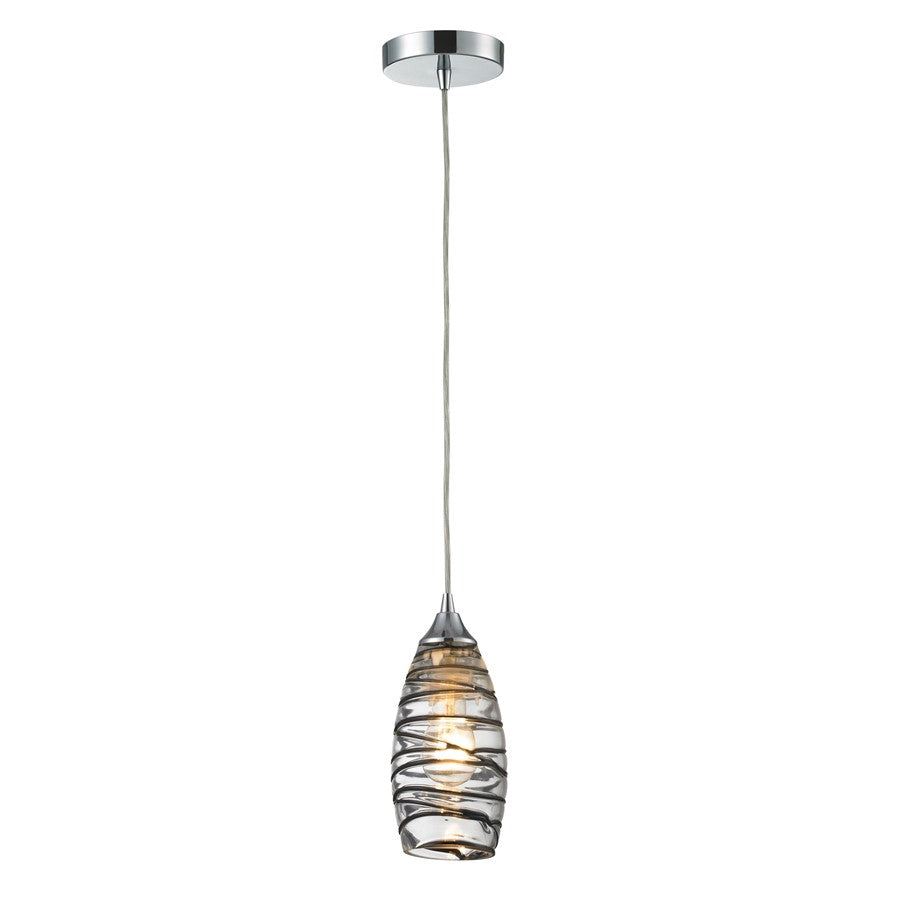 Atlas Lighting Twister 5'' Wide 1Lt Pendant, Polished Chrome/Clear