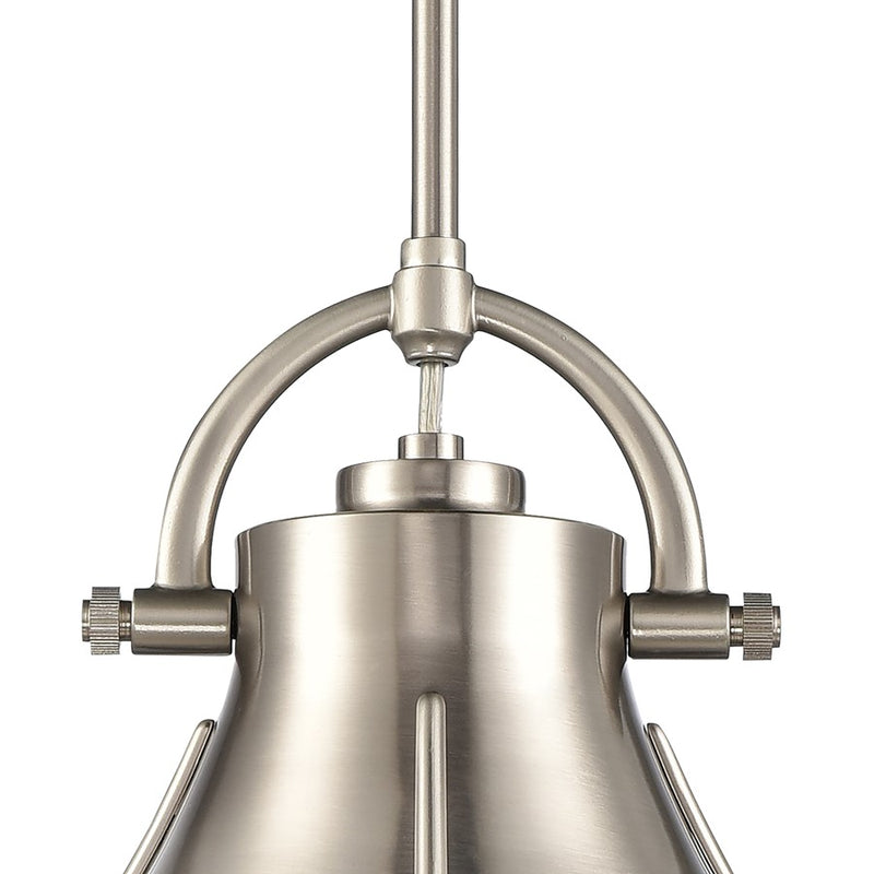 Atlas Lighting Urbanite 9in 1-Light Mini Pendant | Transitional Satin Nickel and Frosted Glass | Kitchen Island & Dining Room | Model CL11702-NK