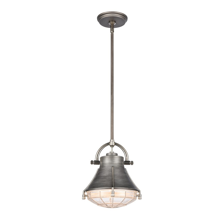 Atlas Lighting Urbanite 9'' Wide 1Lt Mini Pendant, Zinc/Clear