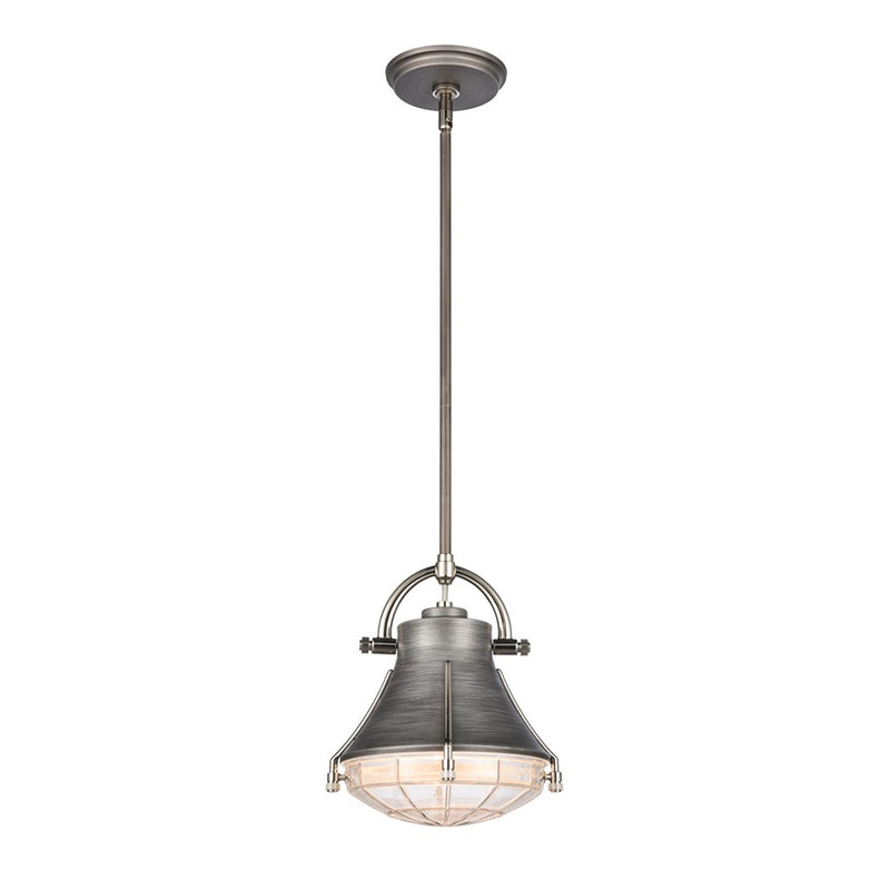 Atlas Lighting Urbanite 9in 1-Light Mini Pendant | Industrial Weathered Zinc and Clear Glass | Kitchen Island & Dining Room | Model CL11702-SV