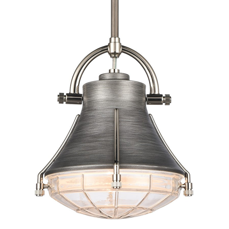 Atlas Lighting Urbanite 9in 1-Light Mini Pendant | Industrial Weathered Zinc and Clear Glass | Kitchen Island & Dining Room | Model CL11702-SV