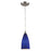 Atlas Lighting Vesta 5'' Wide 1Lt Pendant, Satin Nickel/Blue Glass