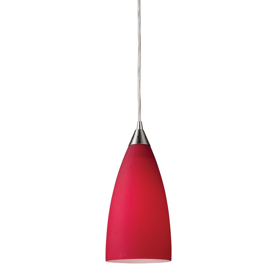 Atlas Lighting Vesta 5''W 1Lt Pendant, Nickel/Cardinal Red Glass