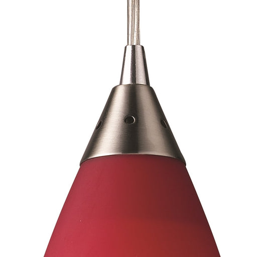 Atlas Lighting Vesta 5''W 1Lt Pendant, Nickel/Cardinal Red Glass