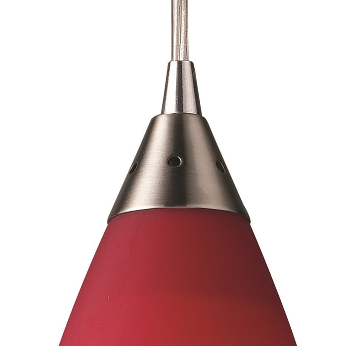 Atlas Lighting Vesta 5''W 1Lt Pendant, Nickel/Cardinal Red Glass