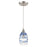 Atlas Lighting Vines 5'' Wide 1Lt Pendant, Satin Nickel/Blue/Clear