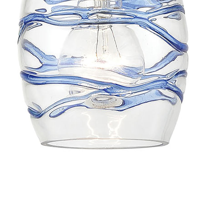 Atlas Lighting Vines 5'' Wide 1Lt Pendant, Satin Nickel/Blue/Clear