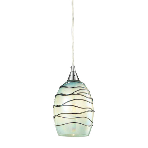 Atlas Lighting Vines 5'' Wide 1Lt Pendant, Satin Nickel/Mint Glass