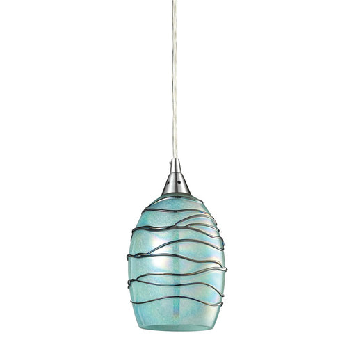 Atlas Lighting Vines 5'' Wide 1Lt Pendant, Satin Nickel/Mint Glass