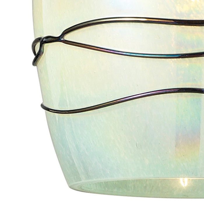 Atlas Lighting Vines 5'' Wide 1Lt Pendant, Satin Nickel/Mint Glass